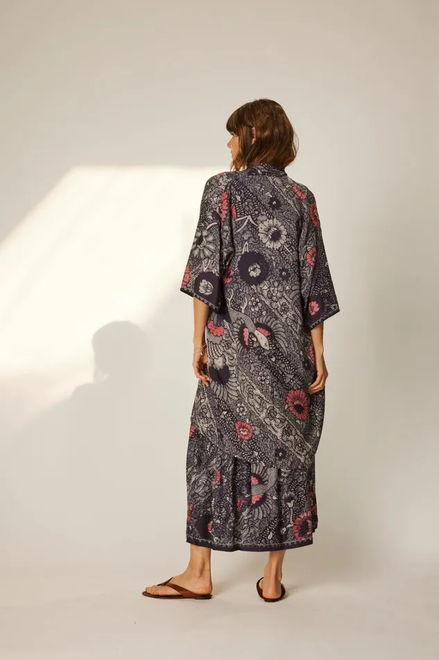 Women Natalie Martin Tops Lennon Kimono Peacock Ink