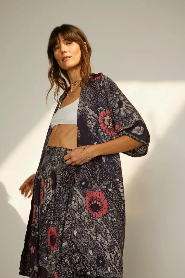 Women Natalie Martin Tops Lennon Kimono Peacock Ink