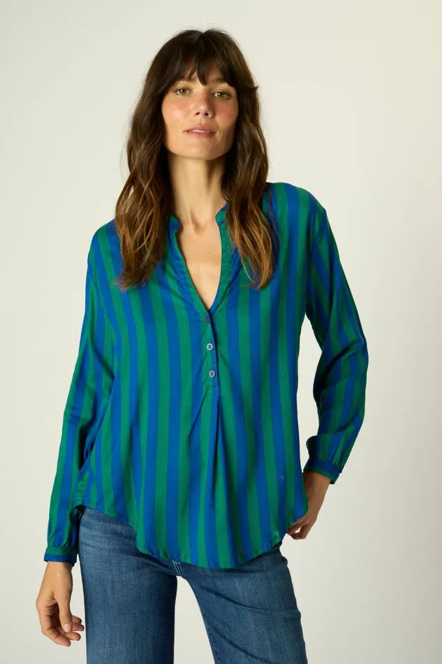 Women Natalie Martin Tops Leslie Shirt Bluegreen Stripe