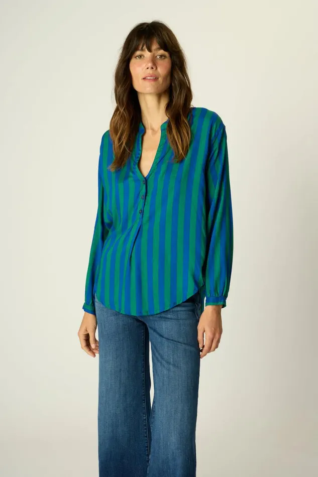 Women Natalie Martin Tops Leslie Shirt Bluegreen Stripe