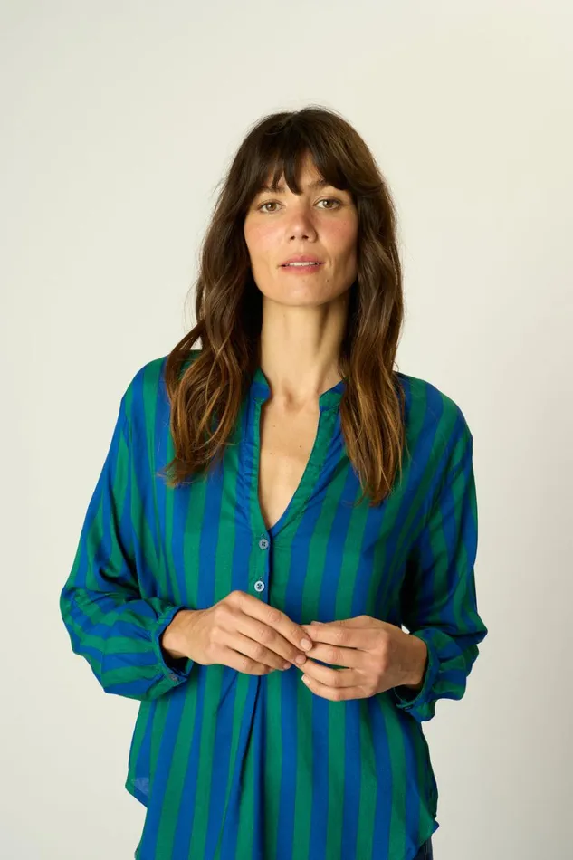 Women Natalie Martin Tops Leslie Shirt Bluegreen Stripe