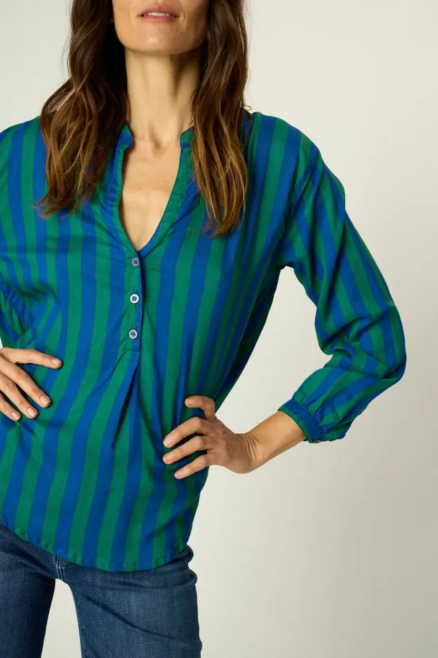 Women Natalie Martin Tops Leslie Shirt Bluegreen Stripe