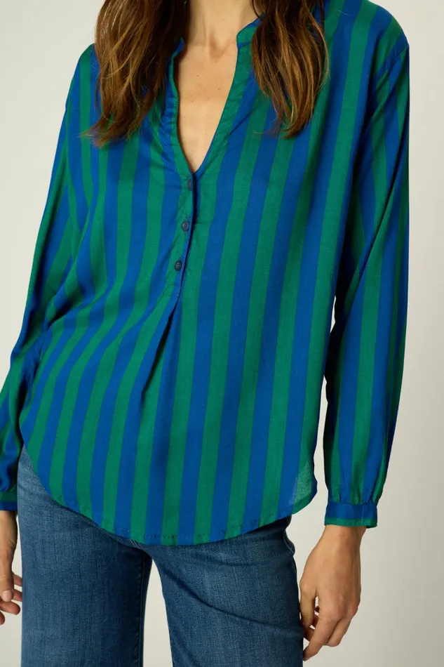 Women Natalie Martin Tops Leslie Shirt Bluegreen Stripe