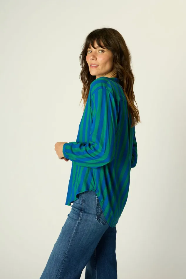 Women Natalie Martin Tops Leslie Shirt Bluegreen Stripe