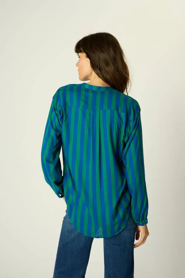 Women Natalie Martin Tops Leslie Shirt Bluegreen Stripe
