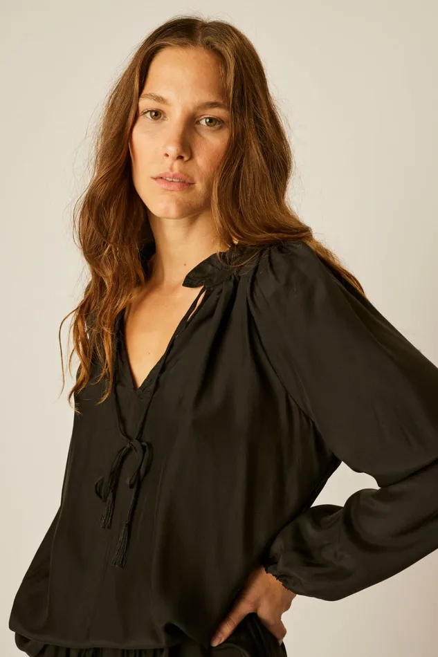 Women Natalie Martin Tops Penny Blouse Black Silk