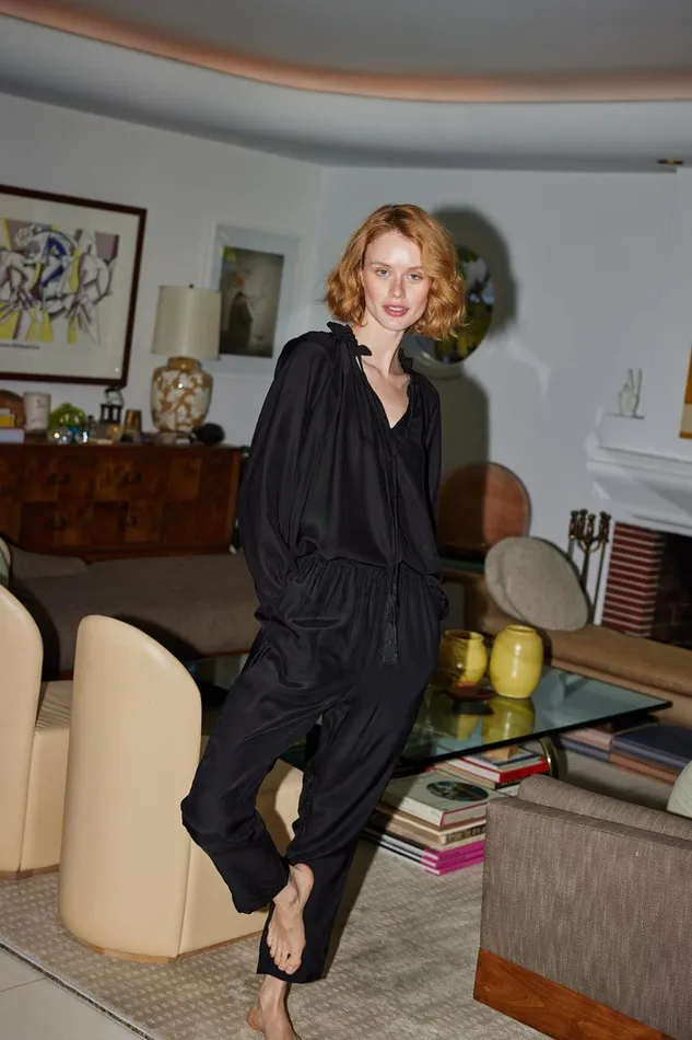 Women Natalie Martin Tops Penny Blouse Black Silk