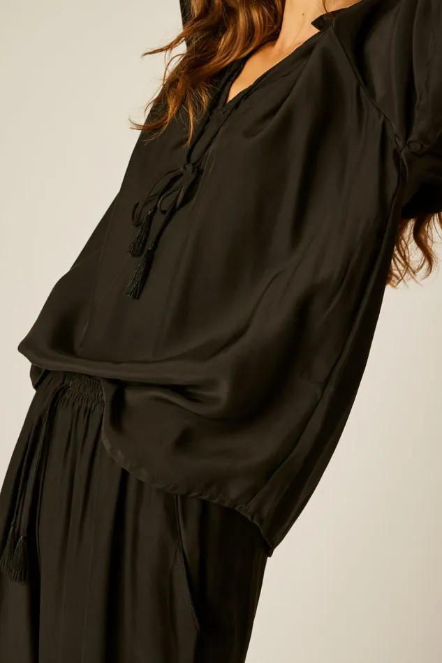 Women Natalie Martin Tops Penny Blouse Black Silk
