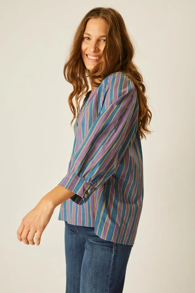 Women Natalie Martin Tops Remy Top Batik Stripe Lavender