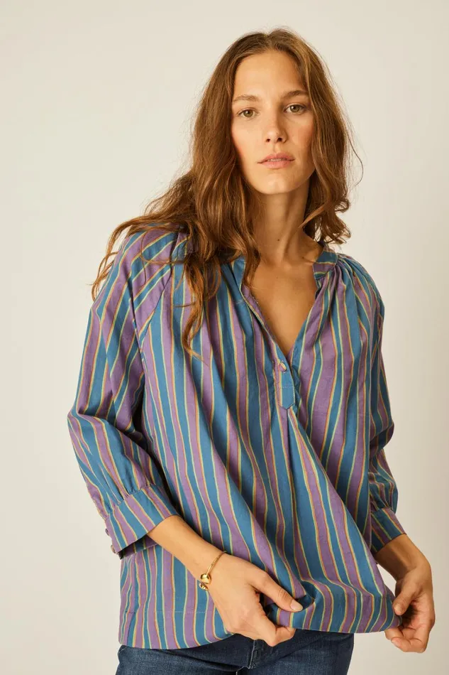 Women Natalie Martin Tops Remy Top Batik Stripe Lavender