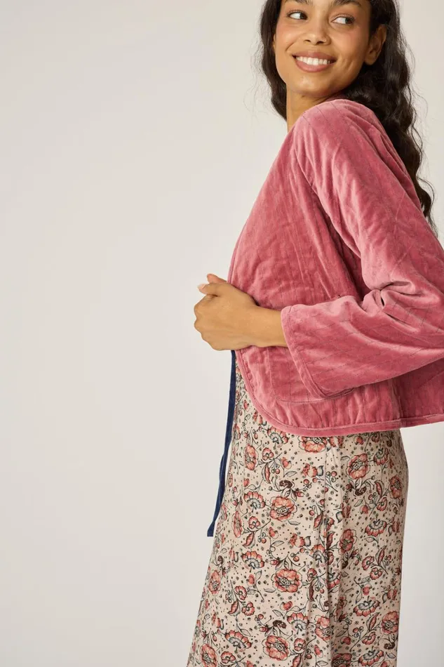Women Natalie Martin Tops Saskia Jacket Cotton Velvet Blush