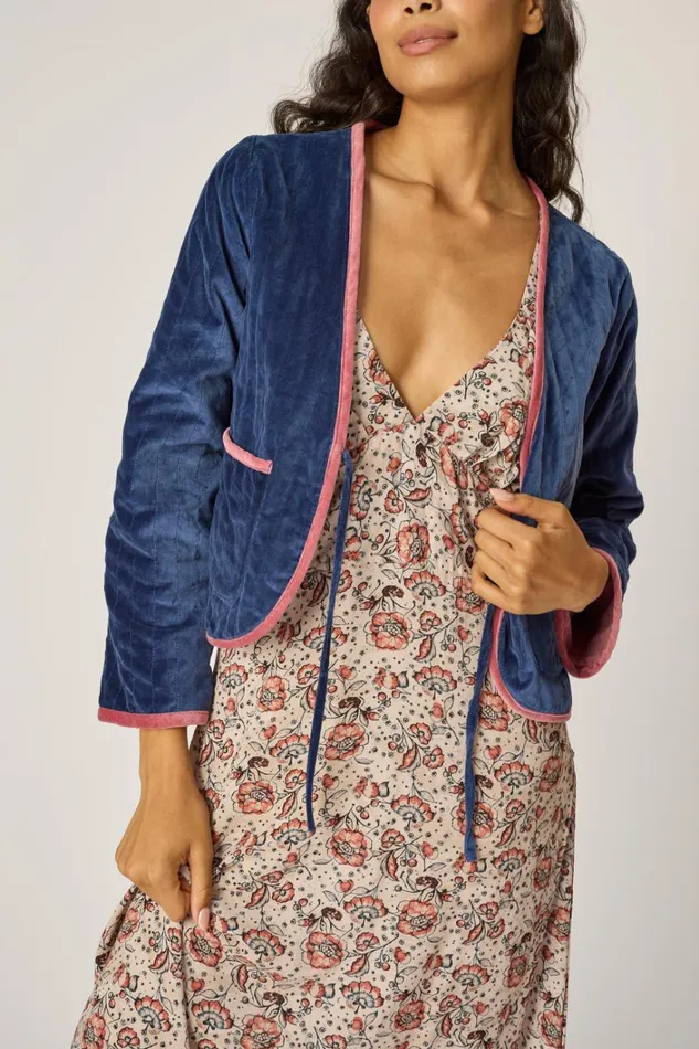Women Natalie Martin Tops Saskia Jacket Cotton Velvet Blush
