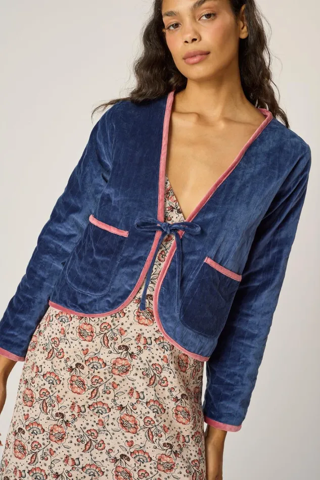 Women Natalie Martin Tops Saskia Jacket Cotton Velvet Blush