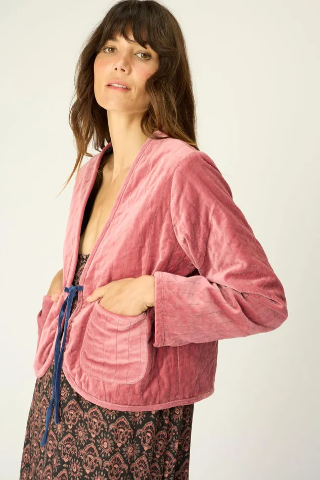 Women Natalie Martin Tops Saskia Jacket Cotton Velvet Blush