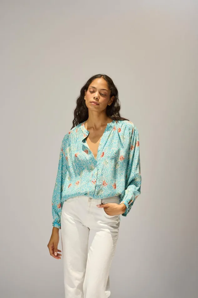 Women Natalie Martin Tops Tolan Shirt Andromeda Turquoise