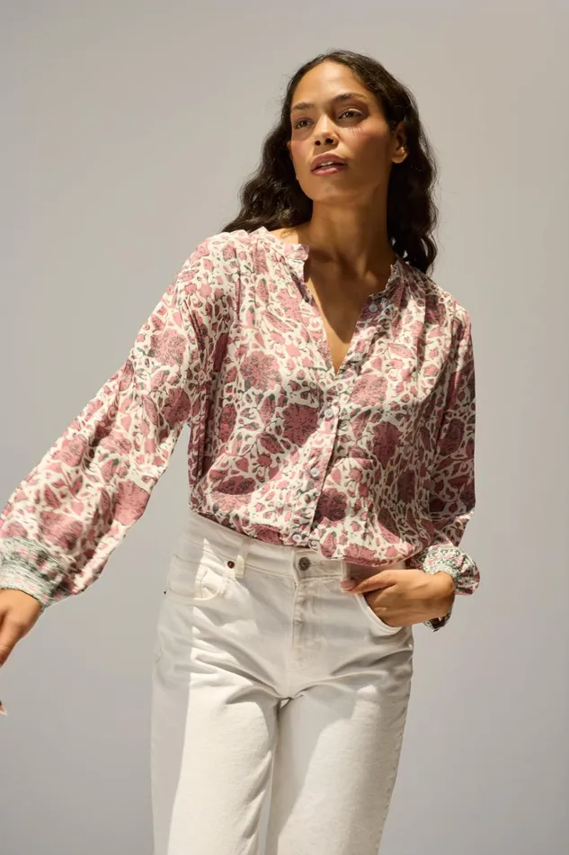 Women Natalie Martin Tops Tolan Shirt Geranium Fig