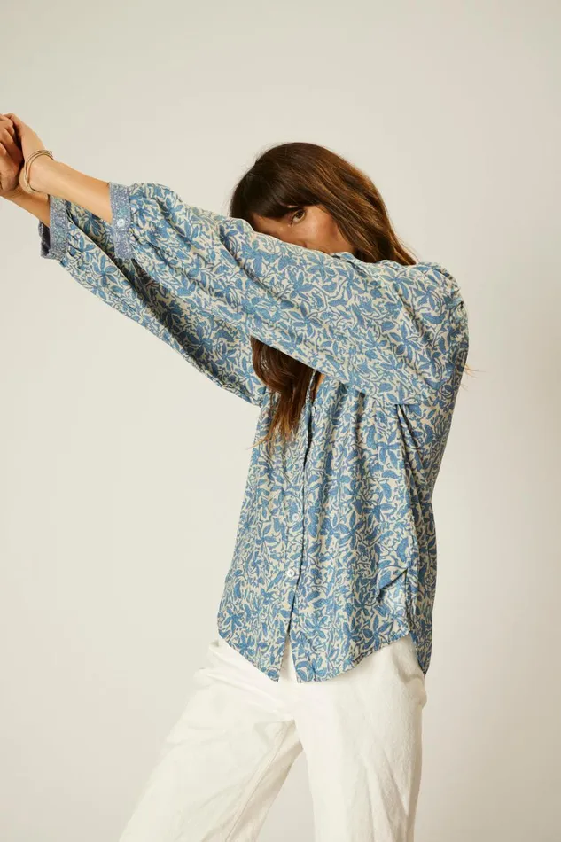 Women Natalie Martin Tops Tolan Shirt Gloriosa Cornflower