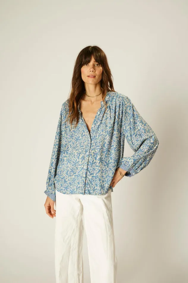 Women Natalie Martin Tops Tolan Shirt Gloriosa Cornflower