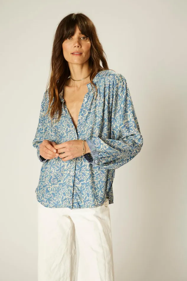 Women Natalie Martin Tops Tolan Shirt Gloriosa Cornflower
