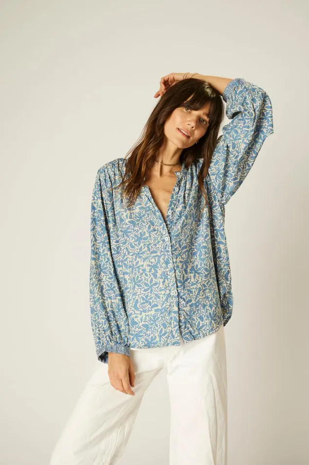 Women Natalie Martin Tops Tolan Shirt Gloriosa Cornflower