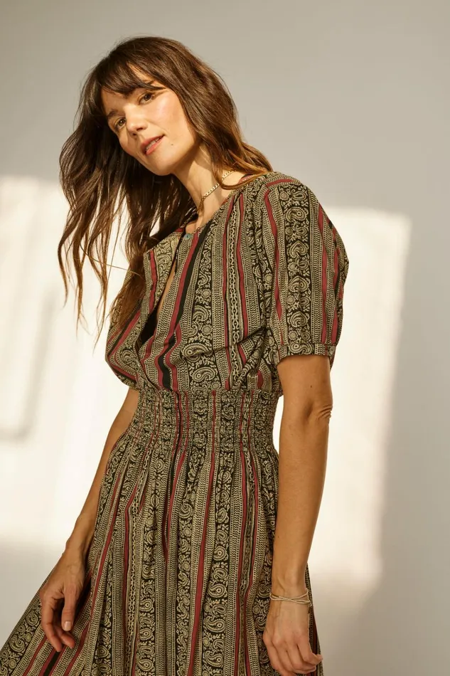 Women Natalie Martin Tops Violet Top Paisley Stripe Black