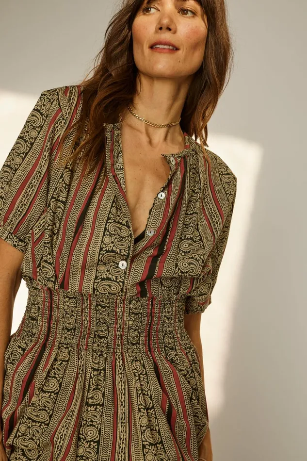 Women Natalie Martin Tops Violet Top Paisley Stripe Black
