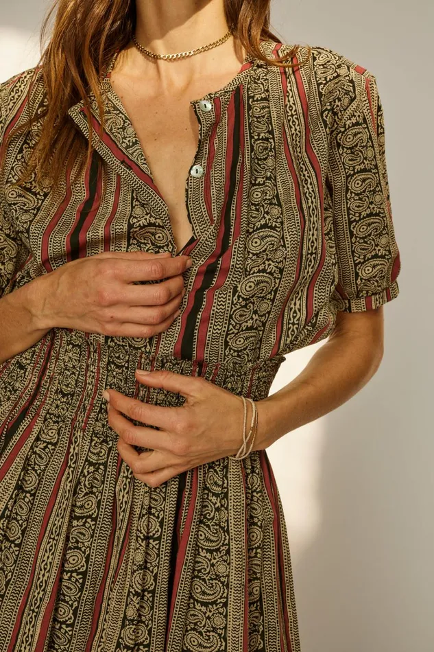 Women Natalie Martin Tops Violet Top Paisley Stripe Black