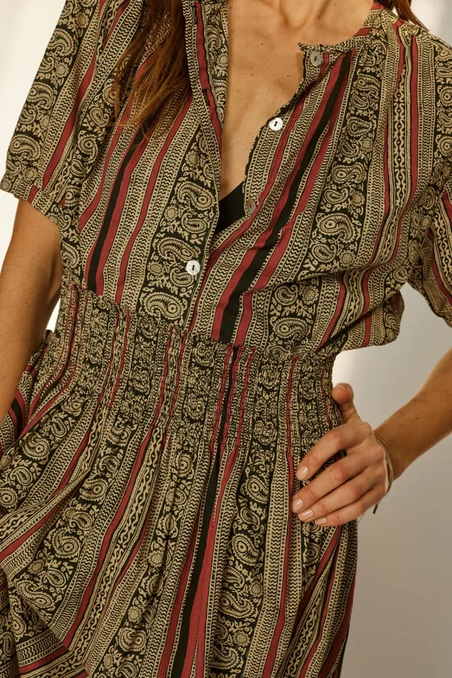 Women Natalie Martin Tops Violet Top Paisley Stripe Black
