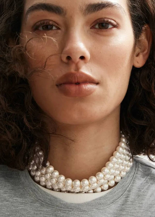 Women Necklaces and Other Stories TwoRow Pearl Choker White