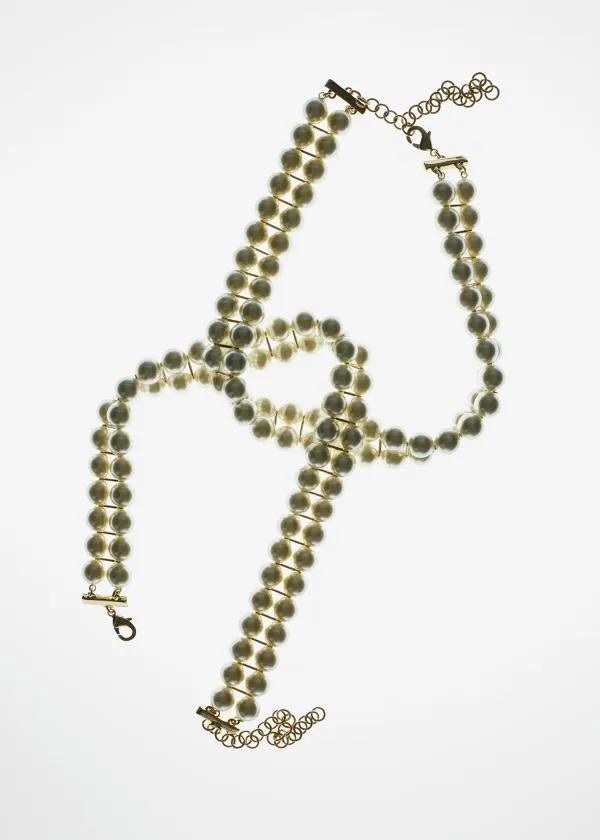Women Necklaces and Other Stories TwoRow Pearl Choker White