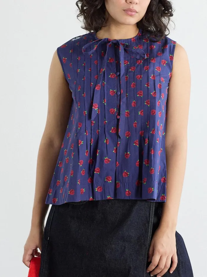 Women Nora Pin Tuck Blouse Rose Print Lisa Says Gah Blouses