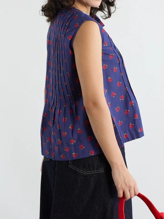 Women Nora Pin Tuck Blouse Rose Print Lisa Says Gah Blouses