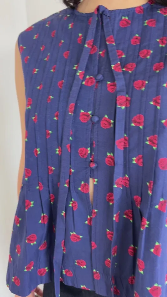 Women Nora Pin Tuck Blouse Rose Print Lisa Says Gah Blouses