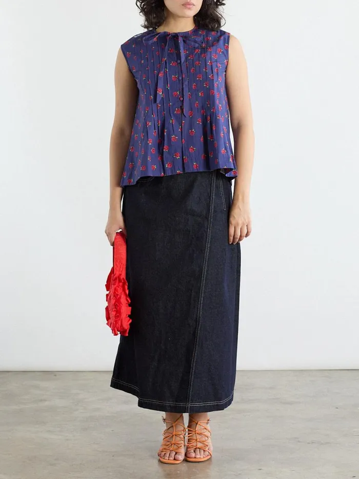 Women Nora Pin Tuck Blouse Rose Print Lisa Says Gah Blouses