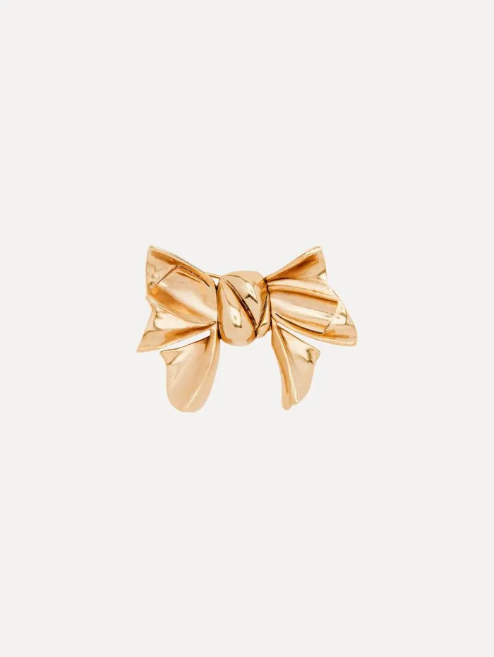 Women Oscar De La Renta Brooches and Hair Accessories Small Bow Brooch Gold