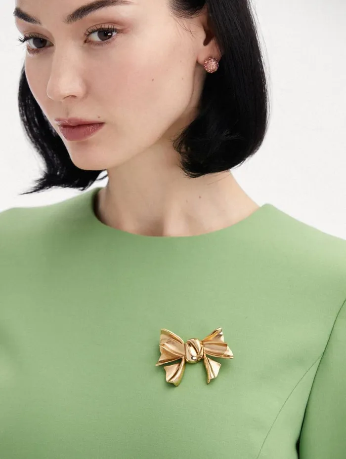 Women Oscar De La Renta Brooches and Hair Accessories Small Bow Brooch Gold Women Oscar De La Renta Brooches and Hair Accessories Small Bow Brooch Gold