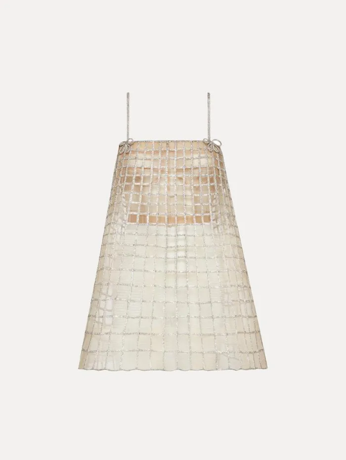 Women Oscar De La Renta Dresses Crystal Grid Trapeze Dress Crystal