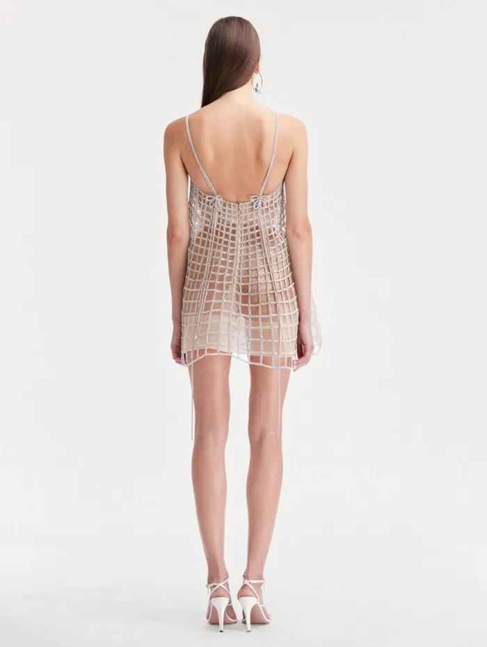 Women Oscar De La Renta Dresses Crystal Grid Trapeze Dress Crystal
