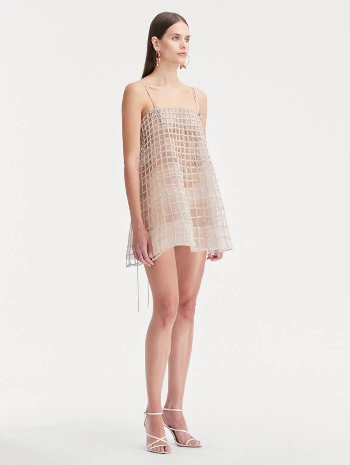 Women Oscar De La Renta Dresses Crystal Grid Trapeze Dress Crystal