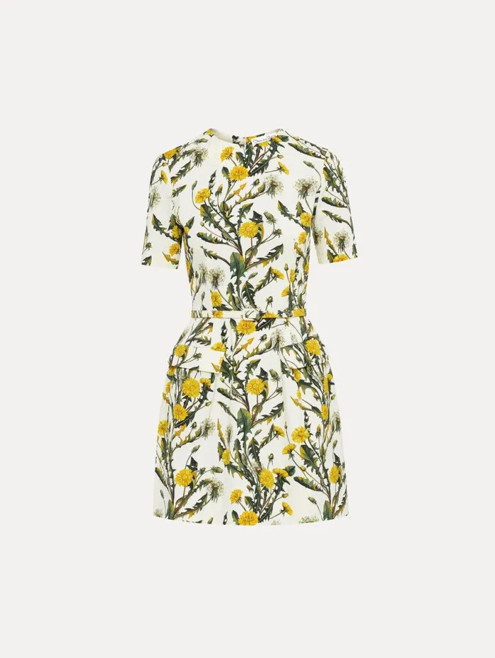 Women Oscar De La Renta Dresses Dandelion Cotton Cloqu Dress Yellow Ivory