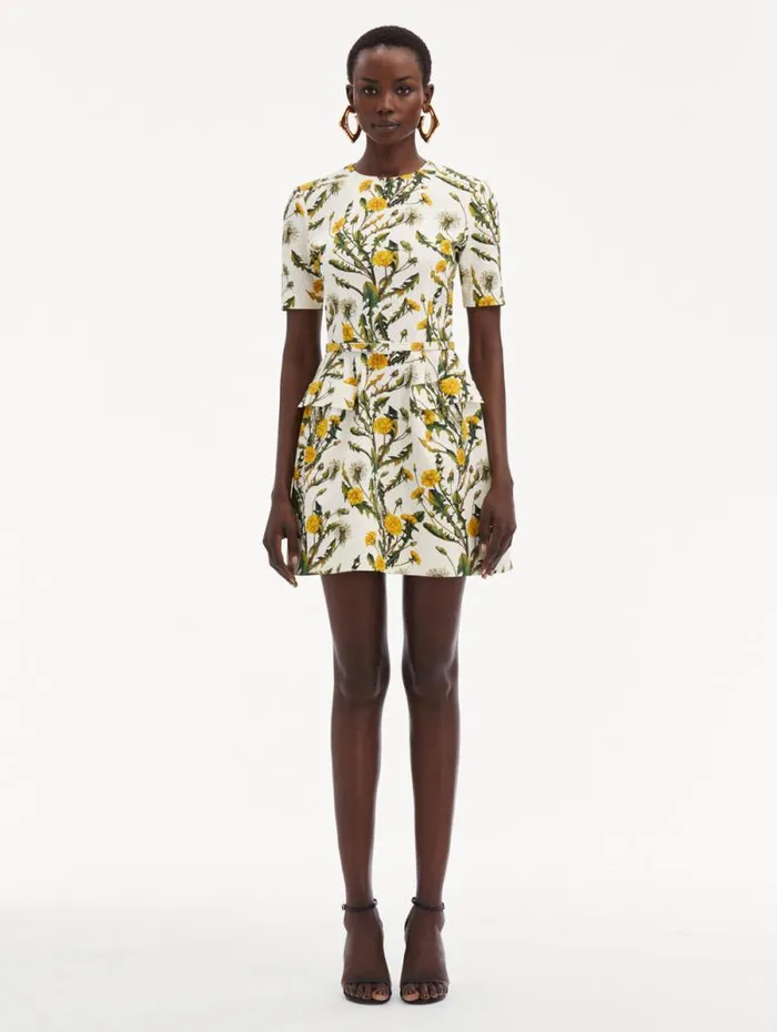Women Oscar De La Renta Dresses Dandelion Cotton Cloqu Dress Yellow Ivory Women Oscar De La Renta Dresses Dandelion Cotton Cloqu Dress Yellow Ivory