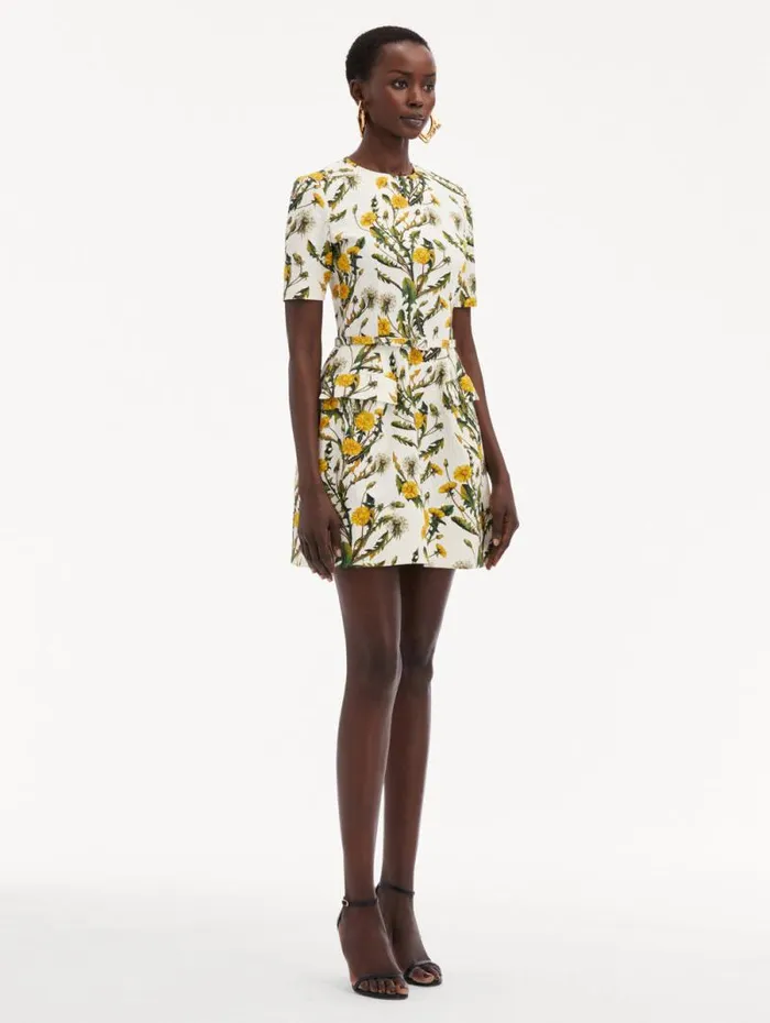 Women Oscar De La Renta Dresses Dandelion Cotton Cloqu Dress Yellow Ivory Women Oscar De La Renta Dresses Dandelion Cotton Cloqu Dress Yellow Ivory