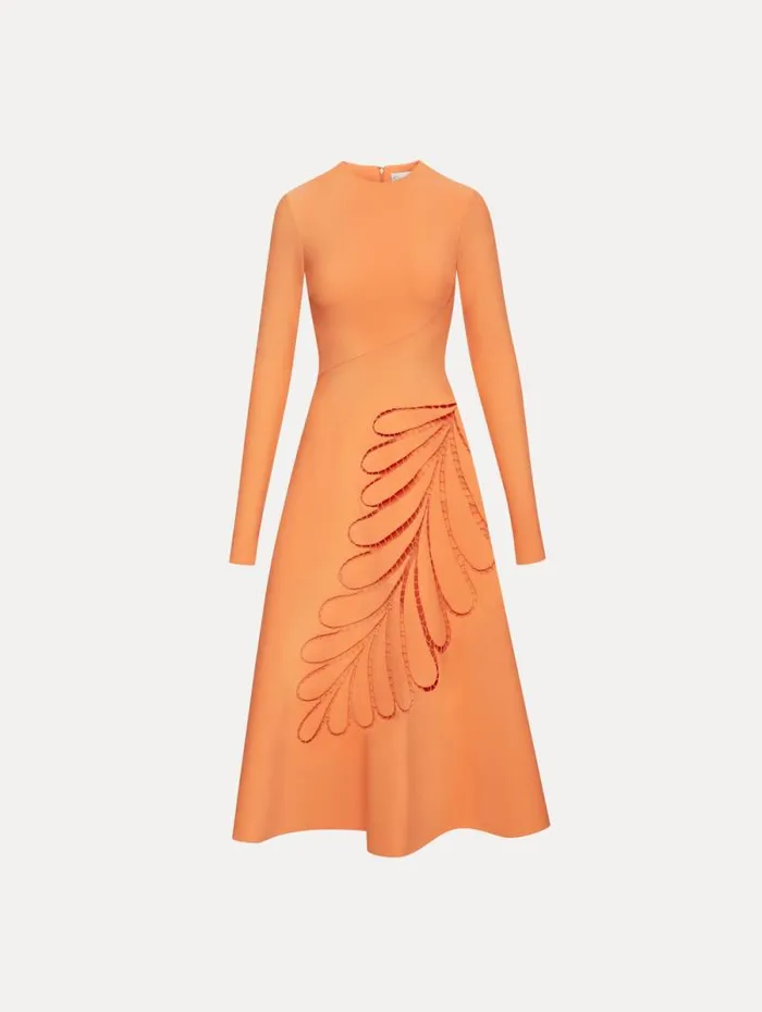 Women Oscar De La Renta Dresses Fern Cutout Midi Dress Apricot