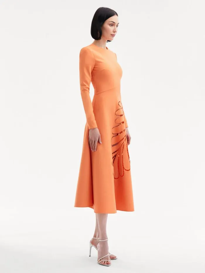 Women Oscar De La Renta Dresses Fern Cutout Midi Dress Apricot Women Oscar De La Renta Dresses Fern Cutout Midi Dress Apricot