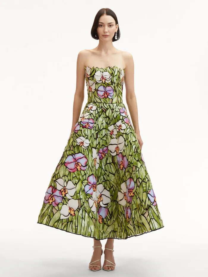 Women Oscar De La Renta Dresses Orchid Mosaic Cocktail Dress Multi Women Oscar De La Renta Dresses Orchid Mosaic Cocktail Dress Multi