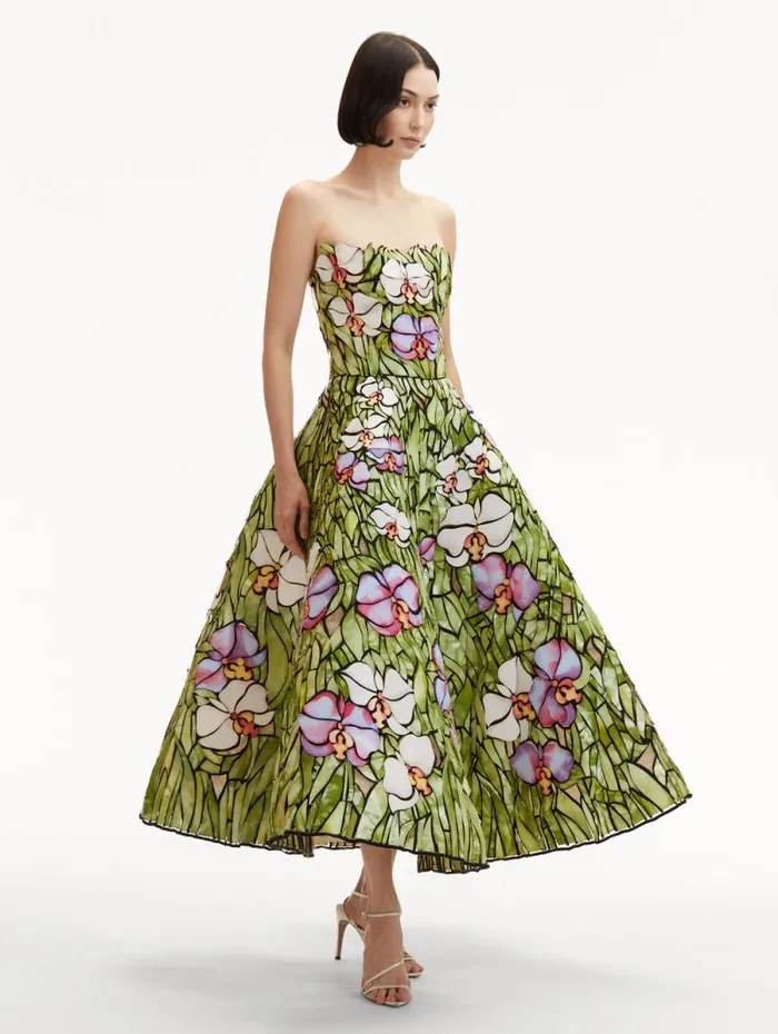 Women Oscar De La Renta Dresses Orchid Mosaic Cocktail Dress Multi Women Oscar De La Renta Dresses Orchid Mosaic Cocktail Dress Multi