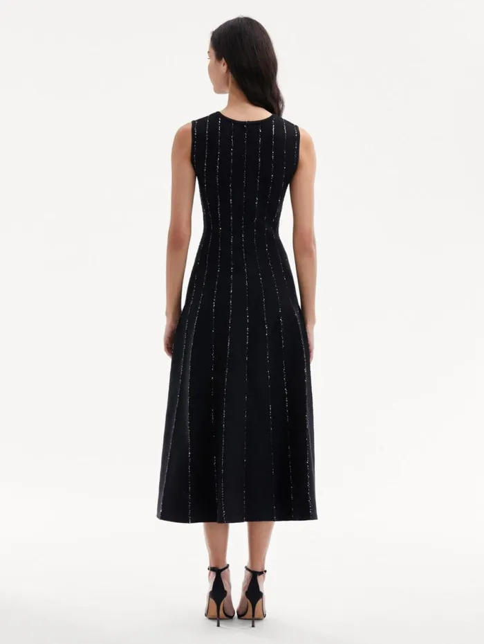 Women Oscar De La Renta Dresses Sequin Embroidered Knit Dress Black Women Oscar De La Renta Dresses Sequin Embroidered Knit Dress Black