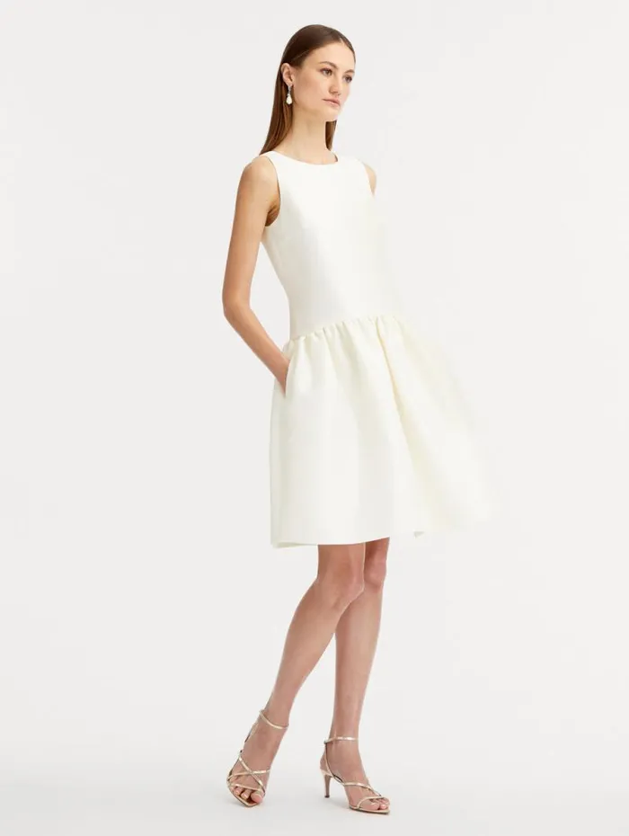 Women Oscar De La Renta Dresses Silk Drop Waist Cocktail Dress Ivory Women Oscar De La Renta Dresses Silk Drop Waist Cocktail Dress Ivory