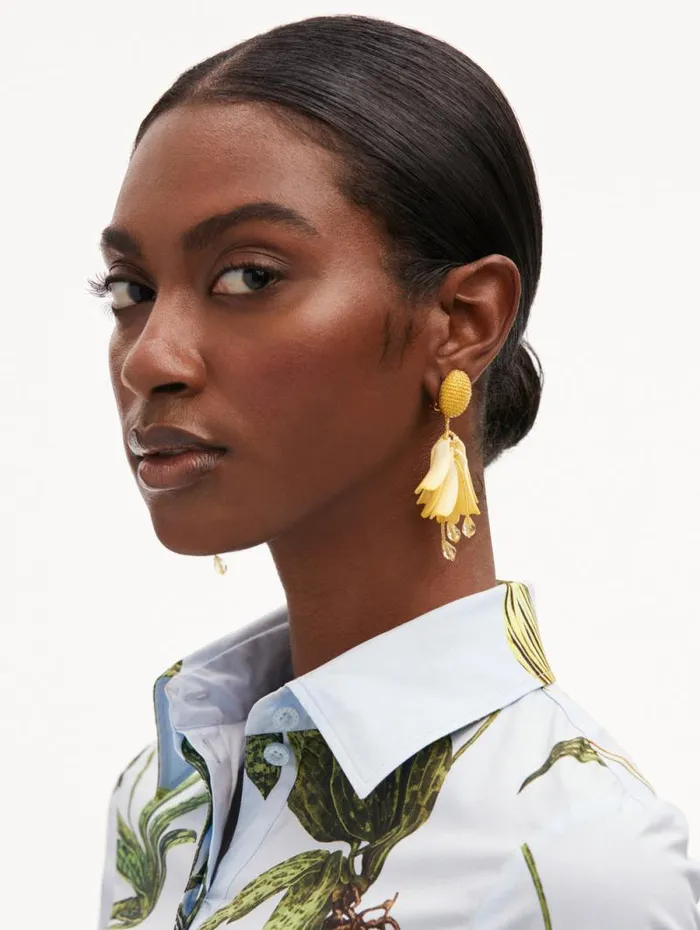 Women Oscar De La Renta Earrings Classic Impatiens ClipOn Earrings Yellow Women Oscar De La Renta Earrings Classic Impatiens ClipOn Earrings Yellow