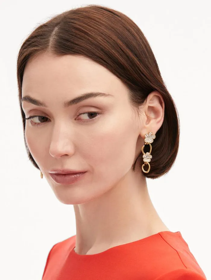 Women Oscar De La Renta Earrings Crystal Flower O Drop Earrings Crystal Women Oscar De La Renta Earrings Crystal Flower O Drop Earrings Crystal